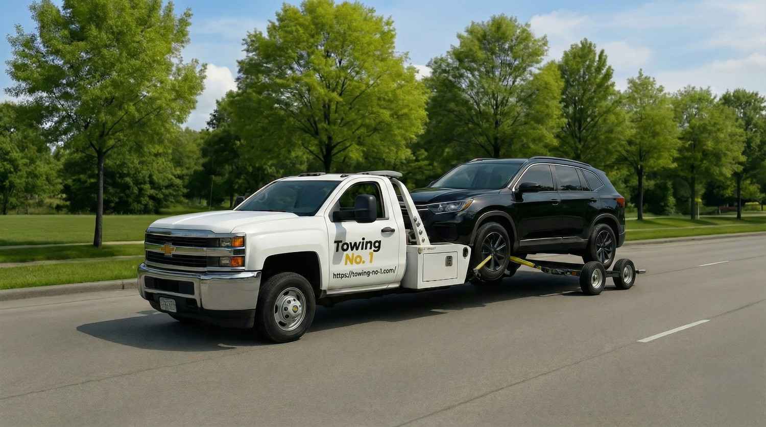 TowingNo.1 tow truck responding to an emergency call in Surrey BC